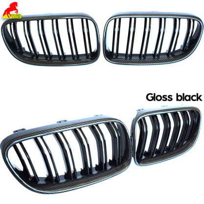 Front Kidney Bumper Grill Carbon Fiber Trimmed Grille for 2010 - 2013 BMW 3 Series 2-Door Coupe Facelift E92 LCI Convertible E93