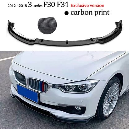 F30 M Sport Carbon Fiber Style & Gloss Black Front Bumper Lip for 2012 - 2018 3 Series F30 Sedan F31 Wagon 320i 325i 330i 335i