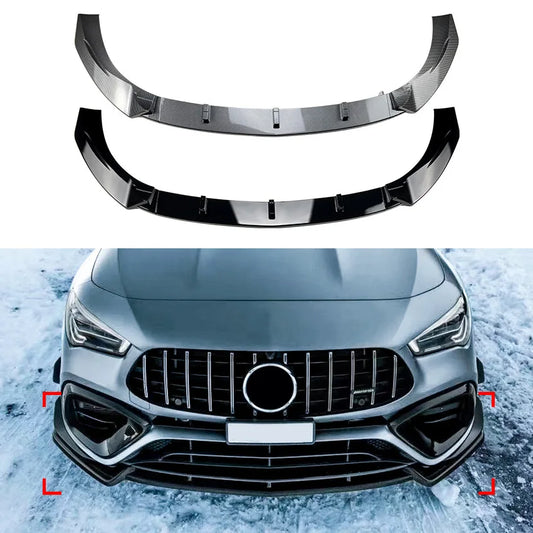 ABS Carbon Look Front Bumper Lip Spoiler Body Kit Guards For Mercedes Benz CLA Class C118 CLA45 AMG 2020+ Car Splitter Diffuser