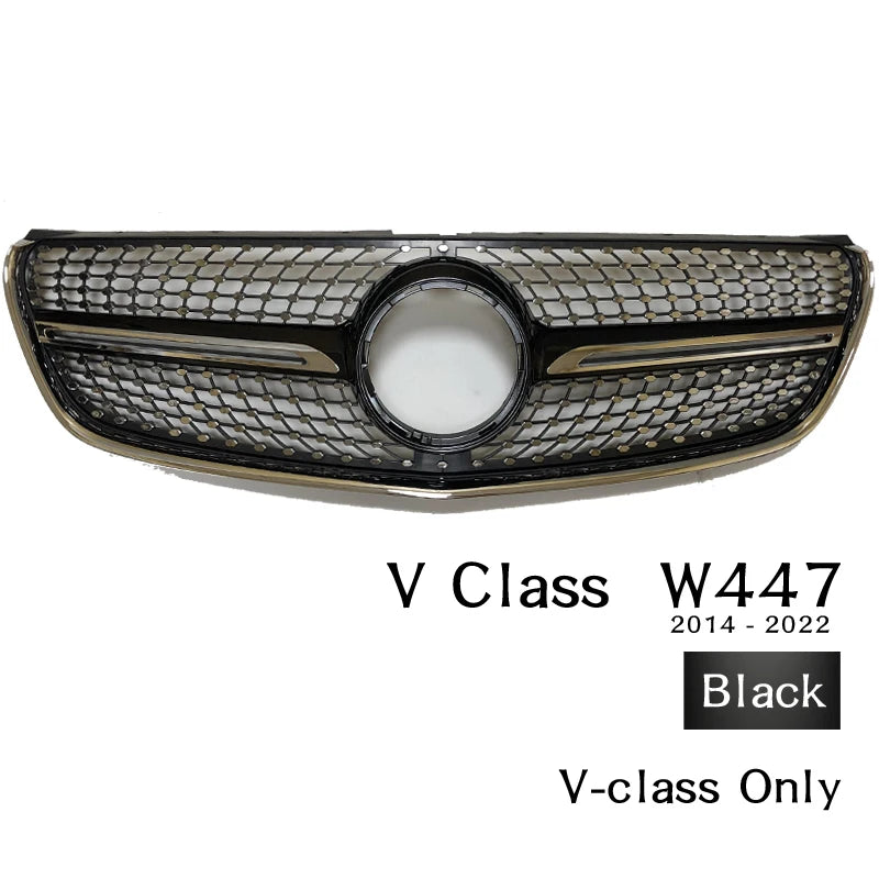 ABS Black Silver Replacement Diamonds Grille Fit For Mercedes V & Vito Class W447 2014 - 2019