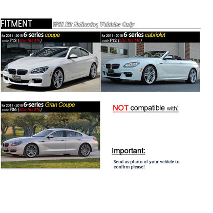 Real Carbon Fiber Framed Black Bumper Grill for 2011 - 2018 BMW 6 Series F12 Cabrio F13 Coupe F06 Gran Coupe & M6