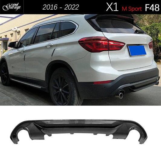 X1 Carbon Fiber Rear Bumper Diffuser Gloss Black Rear Lower Lip for BMW X1 F48 2016 - 2022 sDrive 20i 18d 18i 20d M Sport