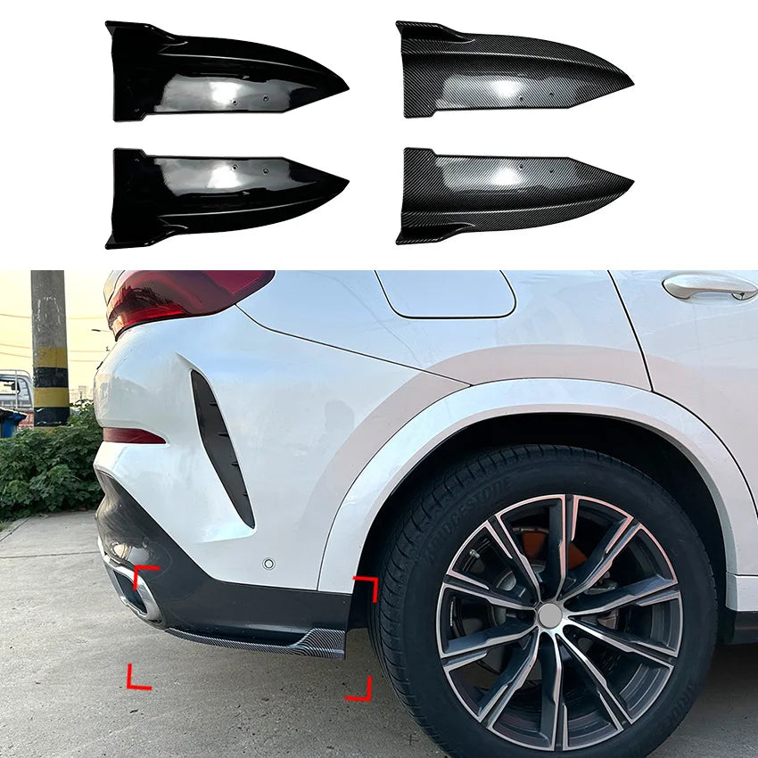 2PCS Rear Bumper Splitter Canard Apron Cover Trim for BMW X6 G06 Pre-LCL M Sport 2020-2022 Glossy Black ABS Car Accessories