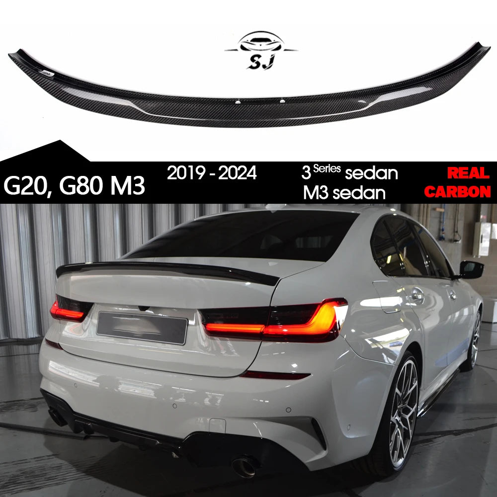 3*3 3K Carbon Fiber Rear Trunk Spoiler for BMW 3 Series G20 Sedan 4-Door 2019 - 2024 320d 330i 335d M340i & G80 M3 2020 - 2024