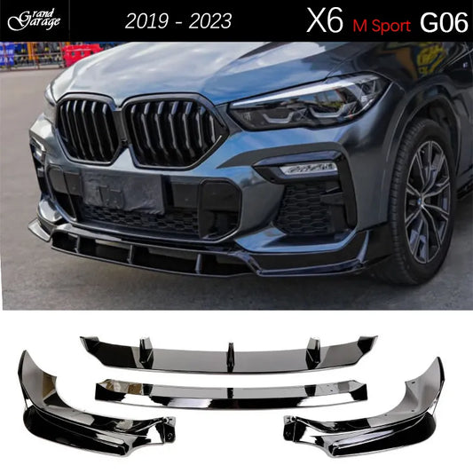 Carbon Fiber Print Gloss Black Front Bumper Lip Splitters & Rear Diffuser Spoiler for BMW X6 G06 M Sport xDrive 30d 40d 40i M50