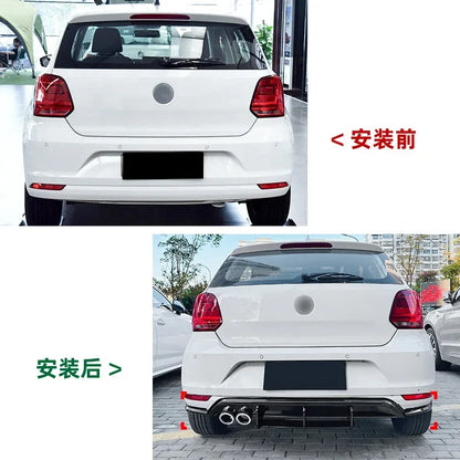 Glossy Black Car Rear Bumper Diffuser Spoiler Lip for VW Volkswagen Polo MK5 6R 2009-2014 Cover Trim Body Kit Car Accessories