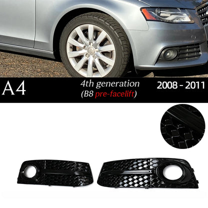 1 Pair Replacemennt Front Bumper Black Fog Light Case for Audi A4 S4 B6 8E B7 B8 8K B8.5 B9 8W B9.5 Fog Light Grille Fog Frame