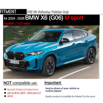 Carbon Fiber Printing & Glazing Black Front Bumper Lip Spoiler for BMW X6 Facelifted G06 LCI M Sport 2024 - 2026 xDrive40i M50i M60i M50d xDrive30d xDrive40d