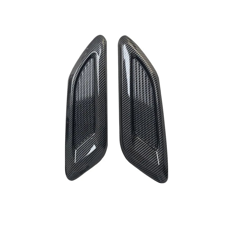 New Universal Car Hood Side Wing Air Outlet Trim Panel Decoration Sticker Bright Black Carbon Fibre Covers Car Styling Exterior