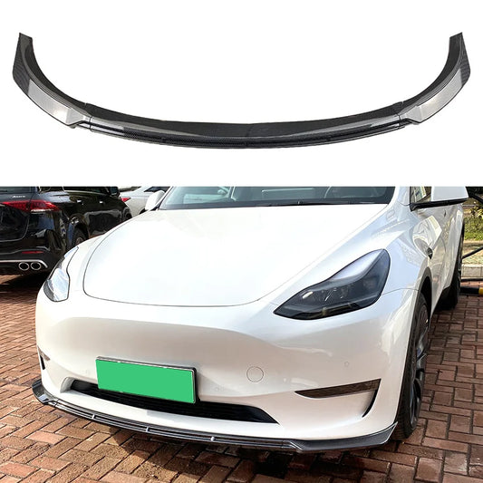 Universal Car Front Bumper Lip Splitter Diffuser for Tesla Model Y Max Carbon Look Canards Body Kit Spoiler Protective Cover