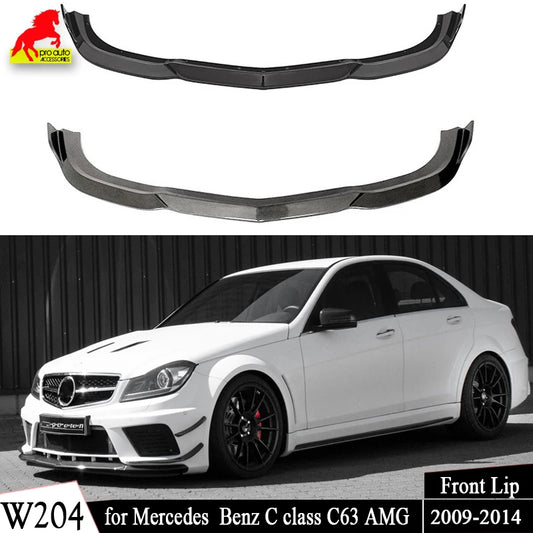 W204 Front Bumper Lip Body Kit Spoiler Splitter Carbon Look Bumper Canard Splitter For Mercedes Benz C Class C63 AMG 2009-2014