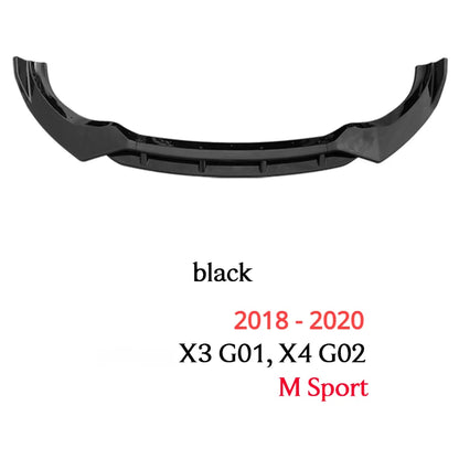 4PCS Black Front Lower Bumper Lip Chin Spoiler Fit for BMW 2018 - 2020 X3 G01 X4 G02 M Sport sDrive18d sDrive20d sDrive30d M40d