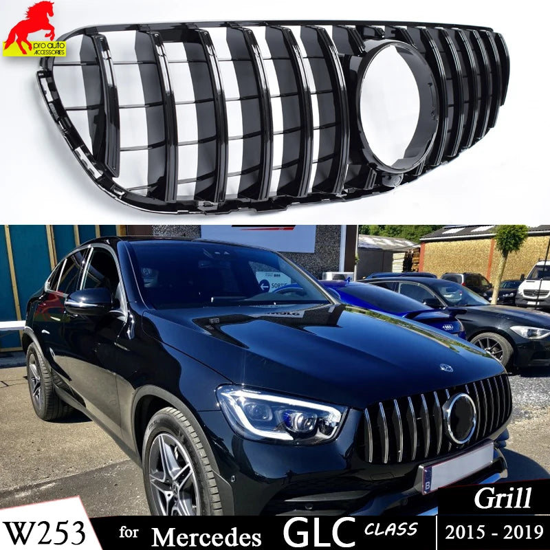 Car Front Racing Center Grilles For Mercedes Benz X253 W253 GLC Class GT Style Grill Front Bumper Grille Without logo 2015-2019