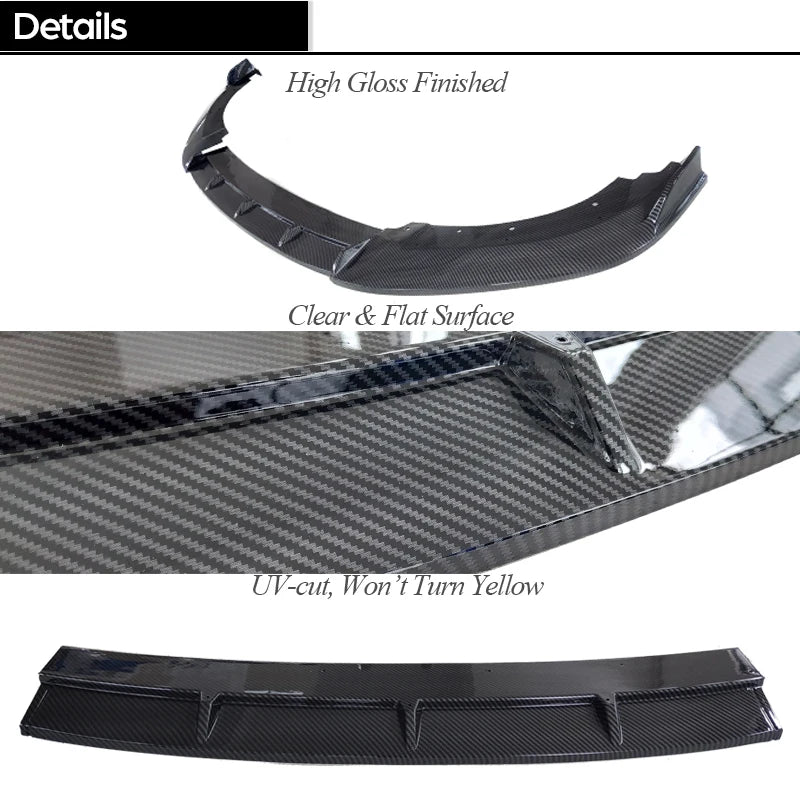 Carbon Fiber Printing Gloss Black Front Bumper Lip Spoiler Protector for Lynk & Co 02 CC11 2018 - 2024 SUV (Not for Hatchback)