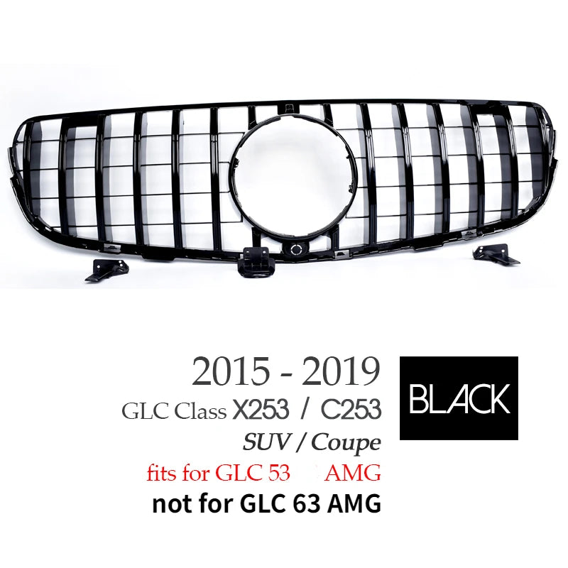 Black Silver Replacement Front Bumper GTR Grille Fit For Mercedes GLC Class X253 SUV C253 Coupe 2015 - 2019