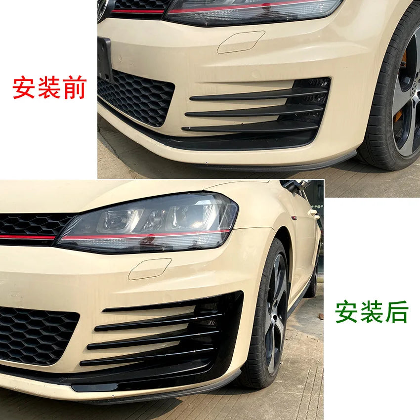 2Pcs Front Fog Light Grille Trim Stip Decoration Cover Spoiler Canards for VW Volkswagen Golf 7 MK7 GTI 2013-2016 ABS Stickers