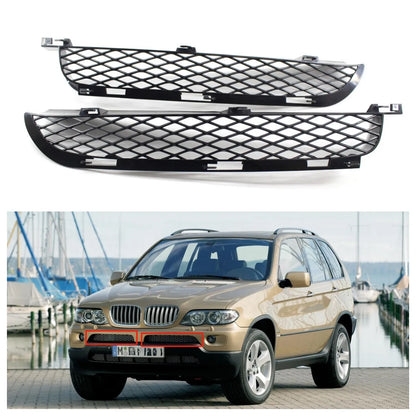 2 PCS Front Bumper Ventilation Grille Mesh Replacement for BMW X5 E53 2004-2006 Front Lower Grill Black Plastic Car Accessories