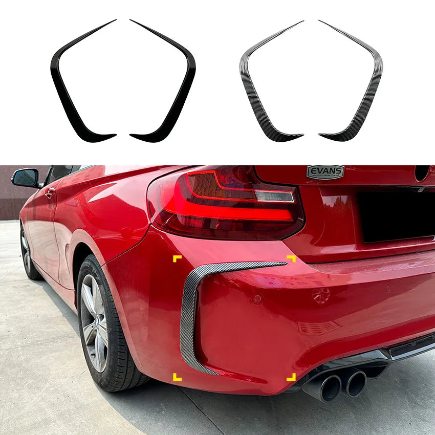 2 Pcs Glossy Black Rear Bumper Canard Trims Splitter Cover for BMW 2 Series M2 F87 2016-2021 Spoiler Stickers Car Accessories