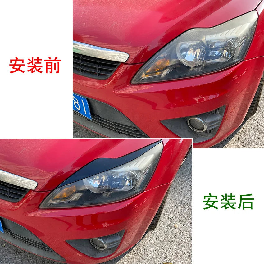 Car Styling Pair Car Headlights Eyelids Eyebrow ABS Trim Stickers Cover For Ford Focus MK2.5 2008-2011 Accessories Car Styling