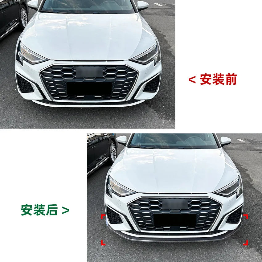 Front Bumper Spoiler Lip for Audi A3 8Y S3 2021+ Carbon Look Body Kit Guard Protective Cover ABS Car Modification Accessories