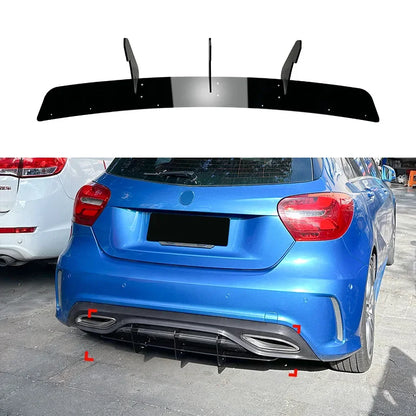 W176 Black Car Bumper Diffuser Rear Lip Spoiler 3 Fin Shark Blade for Mercedes Benz A Class 2016-2018 AMG Line Auot Styling