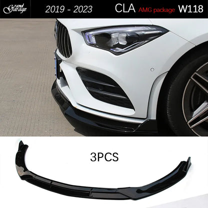 Carbon Fiber Print Front Bumper Spoiler Lip for Mercedes CLA Class W118 C118 X118 AMG Package 2019 - 2023 CLA180 CLA200 CLA250