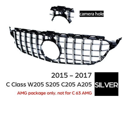 W205 Front Bumper GT Grill for Mercedes Benz C Class S205 A205 C205 2015 - 2017 C200 C250 C300 C350 C400 C450 C43 AMG Grille