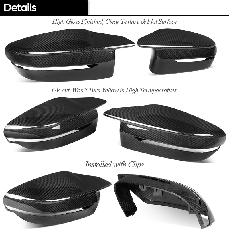 Replacement Prepreg Dry Carbon Fiber Press-molding Door Mirror Cap Covers for BMW G80 M3 G82 G83 M4 G87 M2 M240i F90 M5 F91 M8