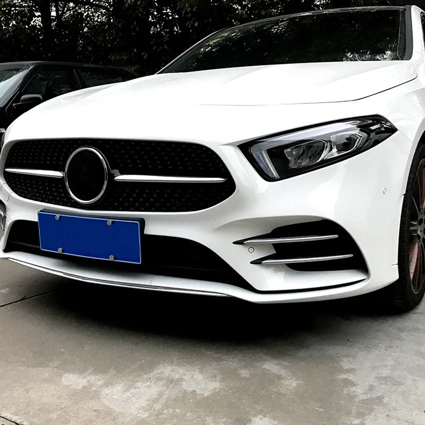 Front Bumpers Lip W177 Front Grille Trim for Mercedes Benz A Class A180 A200 Hatchback Sedan AMG Line 2018+ Car Spoiler Sticker