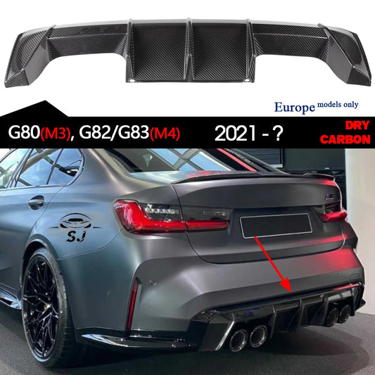 Prepreg Autoclave Aerodynamic Dry Carbon Fiber Rear Bumper Diffuser for BMW M3 M4 G80 G82 G83 2021 - ? (Europe Models Only)