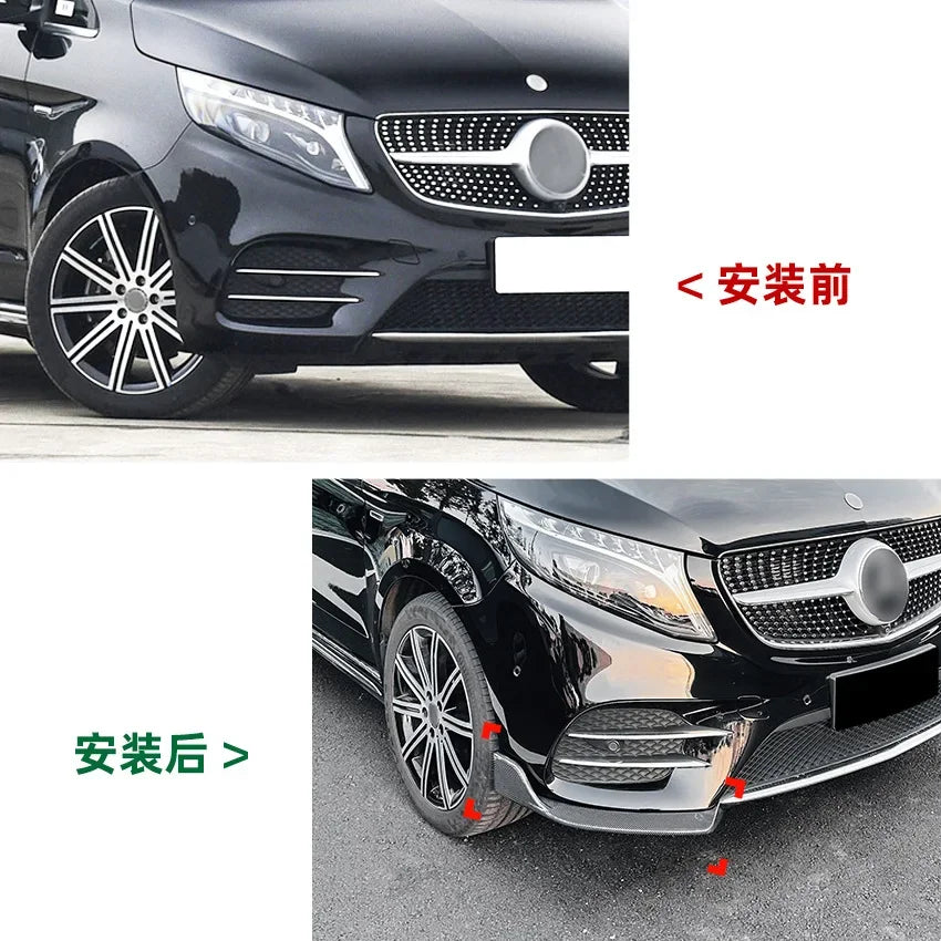 2Pcs Front Bumper Lip Splitter Body Kit for Mercedes Benz V Class W447 V260 AMG Line Spoiler Scratch Protector Car Accessories