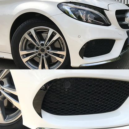 Front Fog Lamp Grille Canards Decorative Covers Stickers for Mercedes Benz C Class W205 2015-2018 Glossy Black Car Accessories