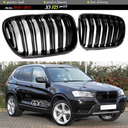 Gloss Black Front Bumper Kidney Grille Piano Black Grill for BMW X3 2010 - 2013 F25