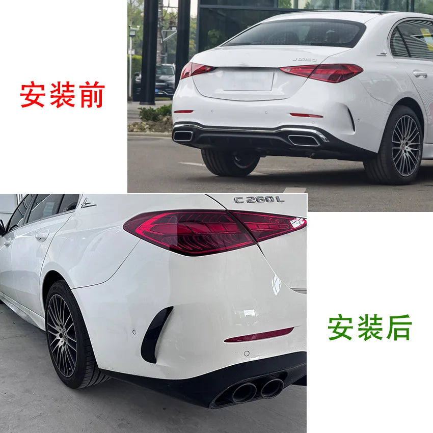 Car Rear Bumper Lip Spoiler Side Wing Air Wind Knife Cover Stickers for Mercedes Benz C Class W206 S206 2022+ C260 C43 C63 AMG