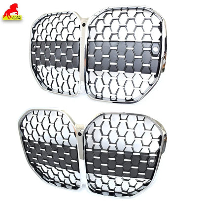 G22 Front Kidney Grill Silver Grille Replacement for 2021 -2026 BMW 4 Series G23 Convertible G26 I4 Gran Coupe 420i 440i Grrills