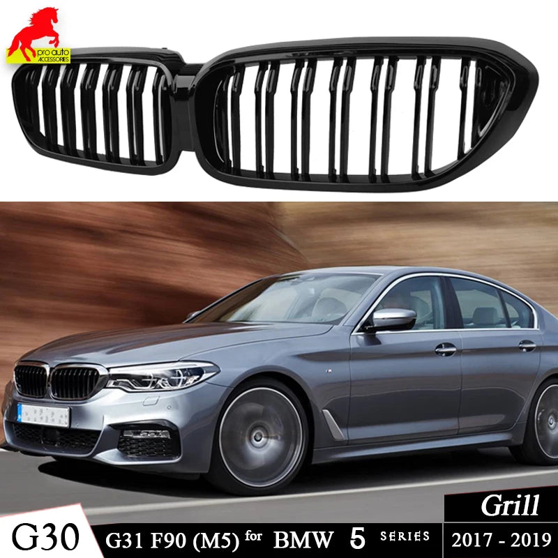 Front Kidney Grille Black for BMW 5 Series 2017-2019 (Pre-LCI)  G30 Sedan G31 Wagon F90 M5 528i 530i 535i 540i Car Racing Grills