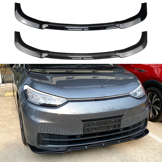 Front Bumper Lip Body Kit Spoiler Splitter Carbon Look Bumper Canard Splitter for Volkswagen VW ID.3 Diffuser Car Accessories