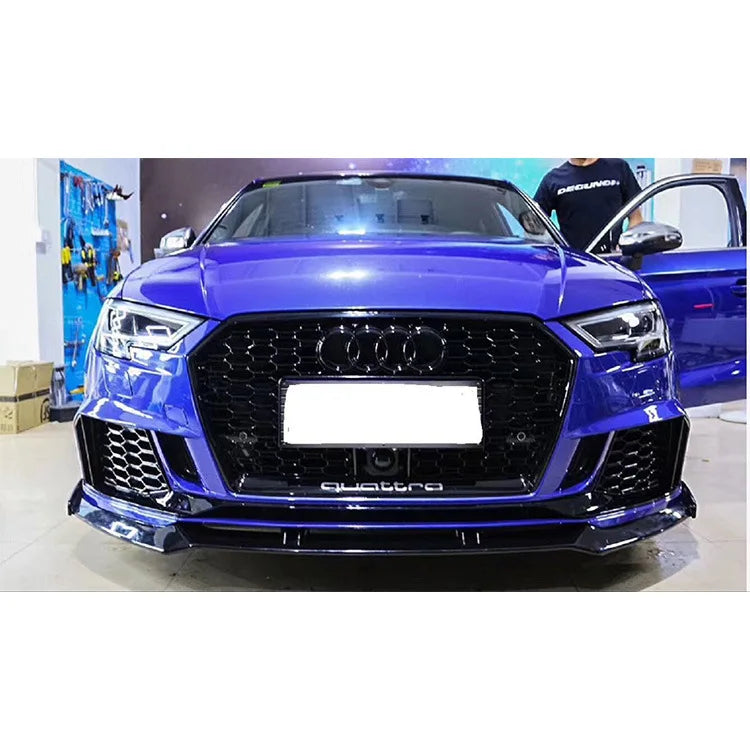 ABS Black Silver Grill Front Bumper Honeycomb Grille for Audi RS3 2017-2020 Grilles A3 Modified To RS3 with ACC Car Accessories