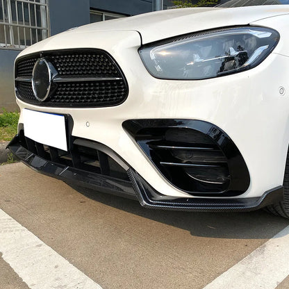 Front Bumper Lip Spoiler Splitter Body Kit Guards for Mercedes Benz E Class W213 2021+ E260 E300 AMG Carbon Fiber Car Accessory