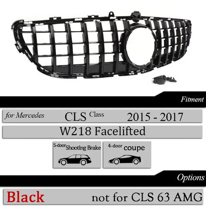 Front Bumper GT Grille suitable for Mercedes CLS Class W218 X218 2015 - 2017 CLS 400 CLS 350 CLS 500 Black Silver Racing Grill