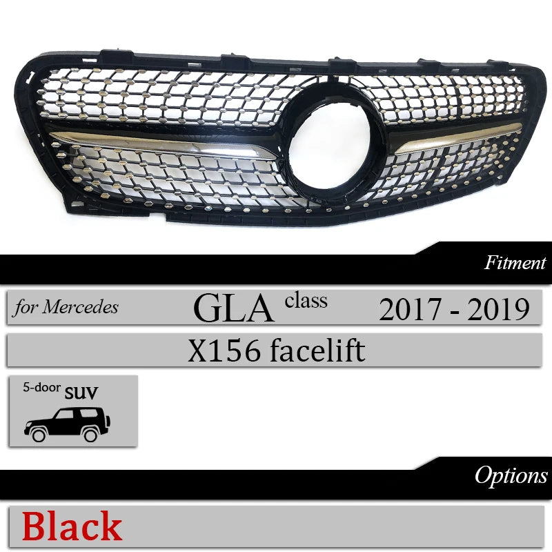 Front Bumper Grill Diamond Grille Mesh For Mercedes GLA Class Pre-facelifted & Facelifted X156 2014-2019 GLA 180 GLA 200 GLA 250