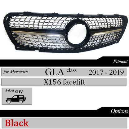 Front Bumper Grill Diamond Grille Mesh For Mercedes GLA Class Pre-facelifted & Facelifted X156 2014-2019 GLA 180 GLA 200 GLA 250