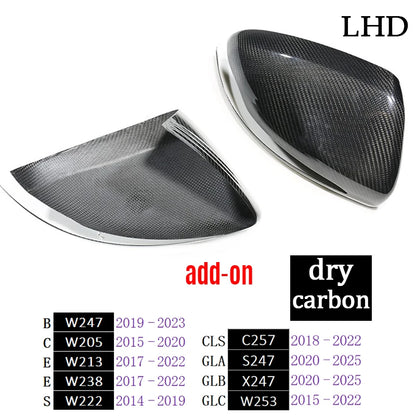 Car Dry Carbon Side Rearview Mirror Cover Trim for Mercedes B W247 C W205 E W213 W238 CLS C257 S W222 GLA H247 GLB X247 GLC W253