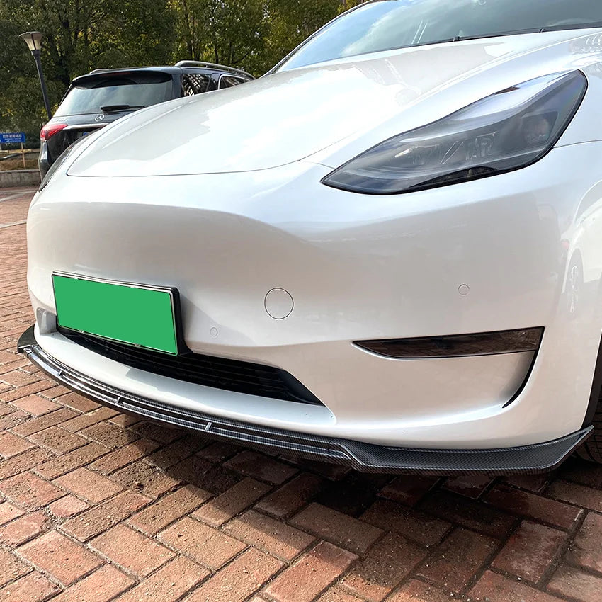 Universal Car Front Bumper Lip Splitter Diffuser for Tesla Model Y Max Carbon Look Canards Body Kit Spoiler Protective Cover