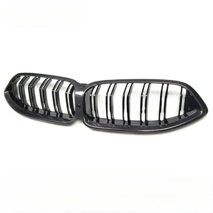 Car Front Grille for BMW 8 Series G14 G15 G16 2020+ Mesh Grill Racing Grills Carbon Look ABS Dual Line Styling Car Accessories