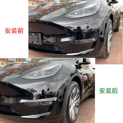 Car Carbon Fiber Front Bumper Splitter Spoiler Rear Canard Air Vent Trim for Tesla Model Y Glossy Black Diffuser Car Accessories