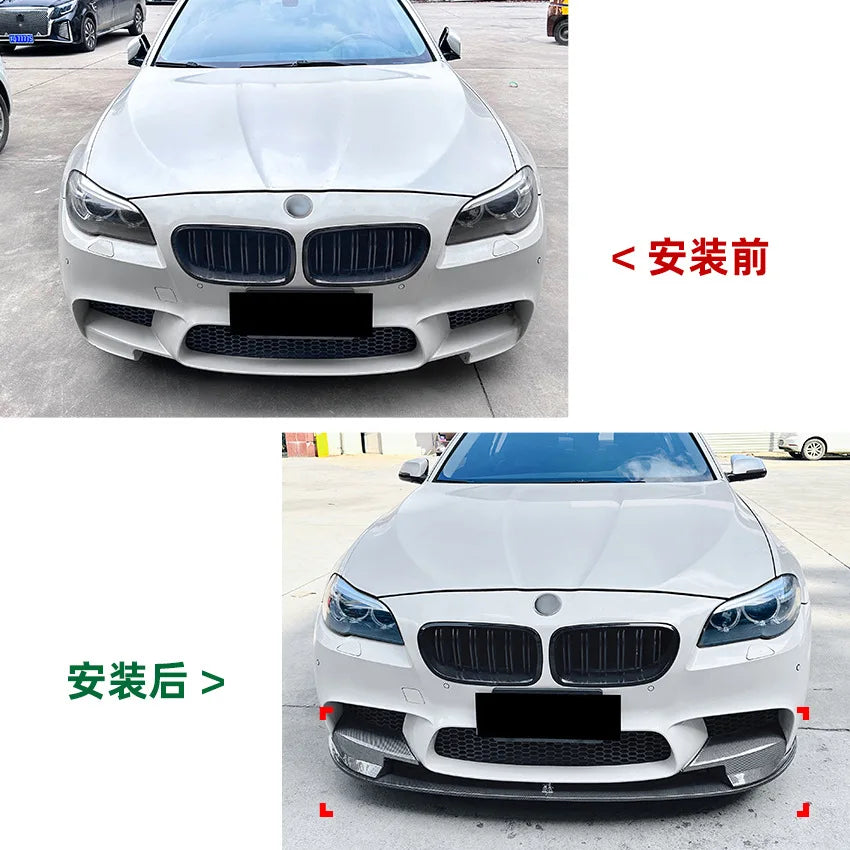 Front Bumper Lip Guard Protector Side Canards Splitter for BMW 5 Series F10 F11 M5 2011-2017 Carbon Look Diffuser Car Styling