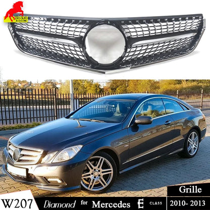 W207 Diamond Front Bumper Grille for Mercedes Benz E Class 2-Door Coupe C207 A207 2010-2013 E250 E300 E350 Grill Without Emblem