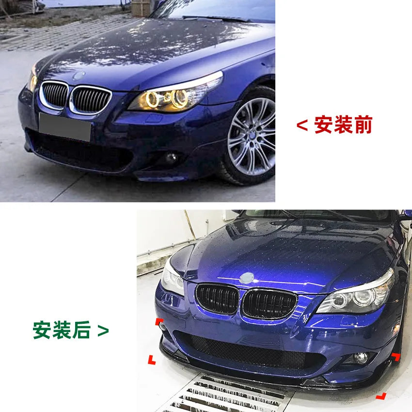 Front Bumper Lip Lower Splitter for BMW 5 Series E60 E61 M Sport 2005-2010 Body Kit Guard Protector Cover Car Accessories