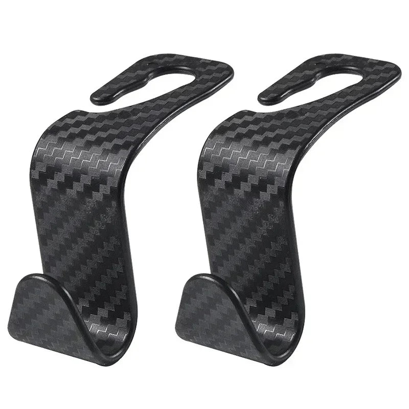 2 Pcs Carbon Look Universal Auto Seat Hook Hanger Holder Handbag Clothes Bracket Hooks Organizer Car Interior Accessories